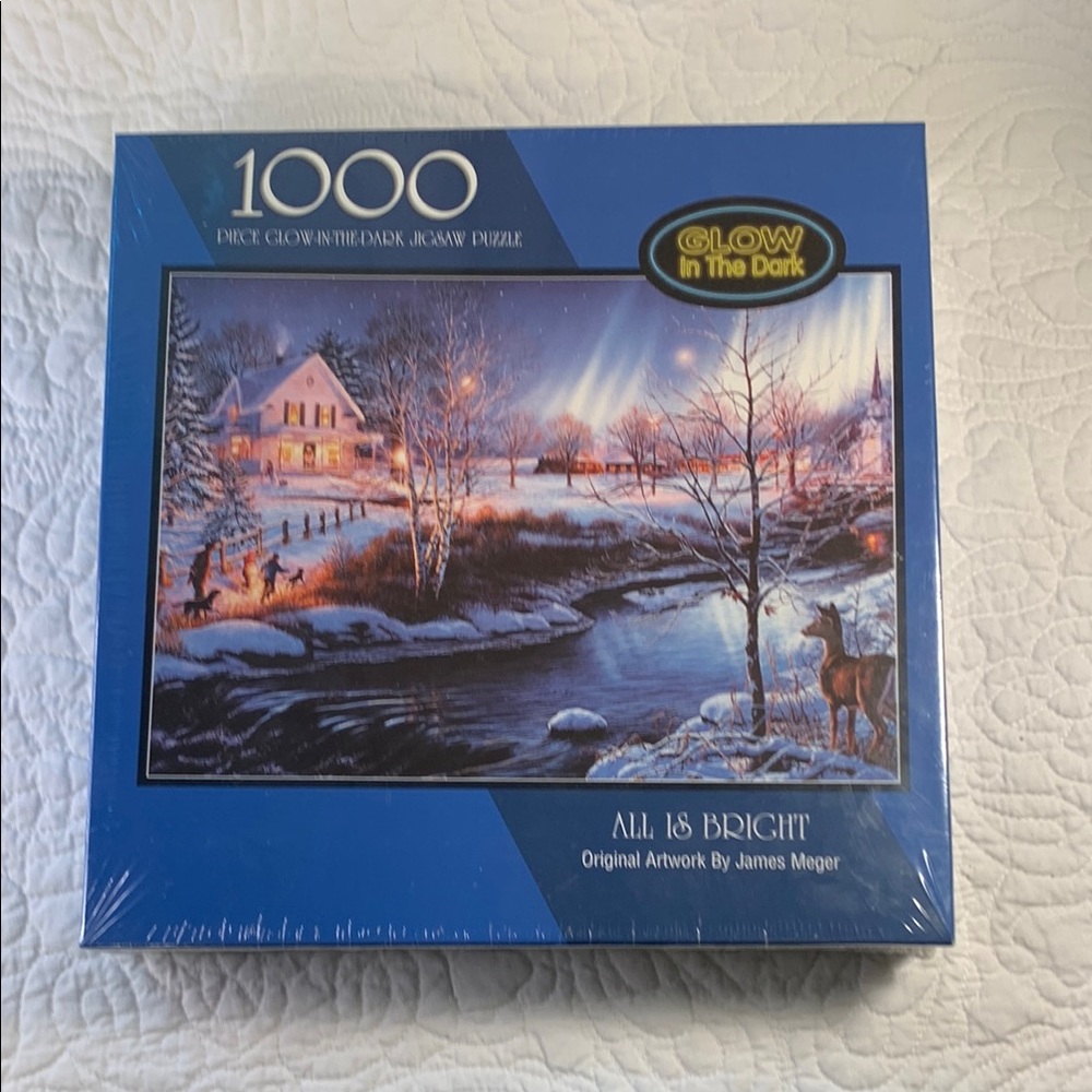 All is Bright 1000 Piece Glow in the dark jigsaw Puzzle NEW Sealed Winter scene